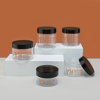 Servizio OEM ODM Contenitore di crema visiva trasparente di plastica vuota da 180g vasetto per la pulizia del corpo con coperchio
