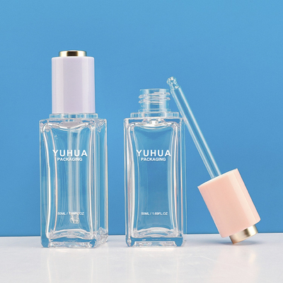 le bottiglie dell'imballaggio di plastica 50ml torcono bottiglia del contagoccia del siero della stampa del pulsante la chiara