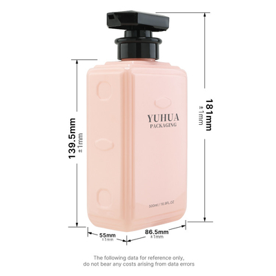 Bottiglia di plastica quadrata dello sciampo di cura di capelli 500ml con la bottiglia di plastica cosmetica della pompa della lozione