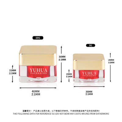 barattolo quadrato acrilico del vaso della crema di 5g 10g per l'imballaggio di Skincare