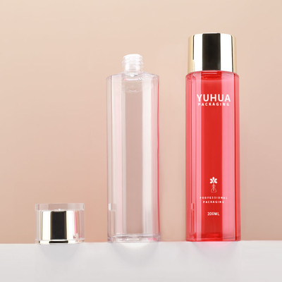 Bottiglie cosmetiche di plastica su ordinazione di logo 200ml con la matrice per serigrafia del coperchio a vite