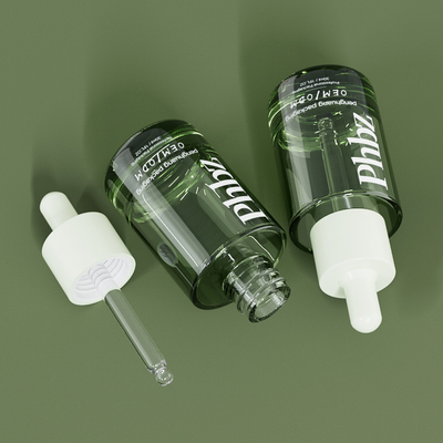 Bottiglia verde di vetro di lusso del siero delle bottiglie del contagoccia dell'OEM 30ML 1oz
