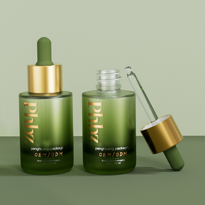 Il contagoccia operato di vetro stampato del siero 1oz imbottiglia per l'imballaggio cosmetico