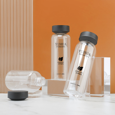 Bottiglia di plastica della lozione dell'ANIMALE DOMESTICO leggero intorno a forma inferiore 8.45oz
