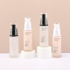 30ml Frosted Glass Liquid Foundation Bottles With Pump Round Shape