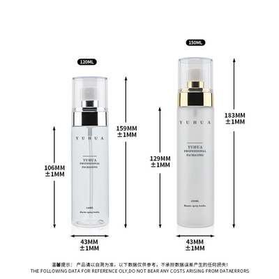 la bottiglia vuota dello spruzzo di 120ml 150ml ha glassato le bottiglie fini trasparenti dello spruzzo della foschia per il toner di trucco