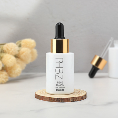 Bottiglia di siero di olio bianco da 30 ml con tappo del gocciolante con logo personalizzato