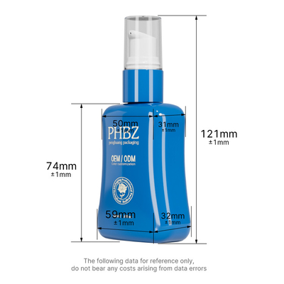 Imballaggio per la cura della pelle Stampa Pompa di lozione oblata Bottiglia 50 ml Forma trapezoidale