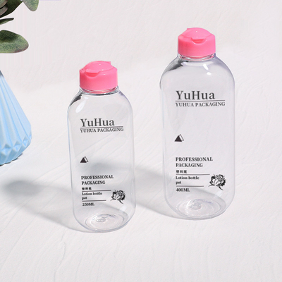 Bottiglia di shampoo di plastica rotonda personalizzata 250 ml 400 ml Bottiglia di lozione di plastica riciclabile