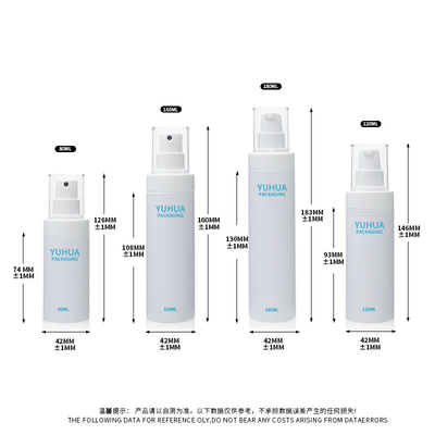 Logo personalizzato 120ml 150ml 180ml Bottiglia di pompa di plastica bianca con spray di nebbia fine
