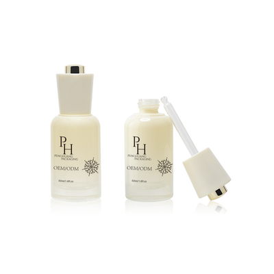 Logo personalizzato 30ml Bottiglie rotonde vuoti di vetro per siero a goccia con serigrafia
