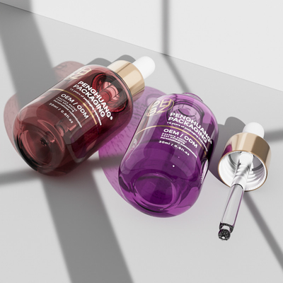 Bottiglie rotonde in vetro da 30 ml per olio essenziale per la cura dei capelli