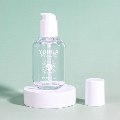 Un buon prezzo. Logo personalizzato Bottiglia di pompa di lozione del siero vuota chiara bottiglia di lusso di plastica cosmetica con pompa in linea