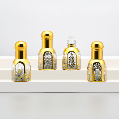 Imballaggio cosmetico di lusso Rollo di vetro su bottiglie Con cappuccio d' oro contenitore di profumo rollo