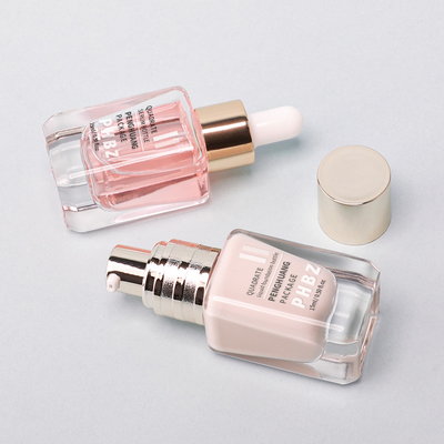 Bottiglia di vetro a fondazione quadrata trasparente 15 ml Dimensione campione Bottiglia di lozione cosmetica