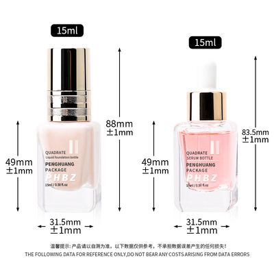 Sero Olio Capelli Bottiglie15 ml Cosmetici Imballaggio Quadrato Liquid Foundation Bottle