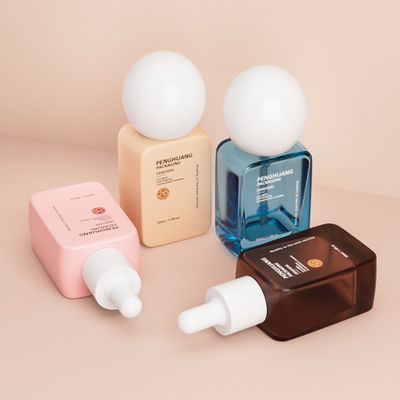 Bottiglie di fondamento all' ingrosso di lusso 30ml con tappo a sfera rotonda, fondo spessa, liquido vuoto