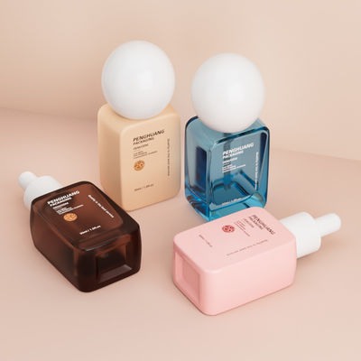 Bottiglie di fondamento all' ingrosso di lusso 30ml con tappo a sfera rotonda, fondo spessa, liquido vuoto