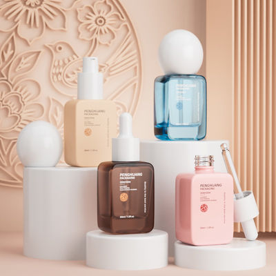 Bottiglie di fondamento all' ingrosso di lusso 30ml con tappo a sfera rotonda, fondo spessa, liquido vuoto