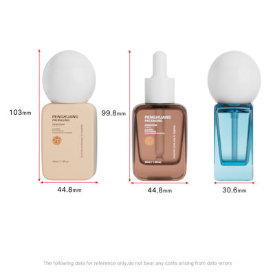 Bottiglie di fondamento all' ingrosso di lusso 30ml con tappo a sfera rotonda, fondo spessa, liquido vuoto