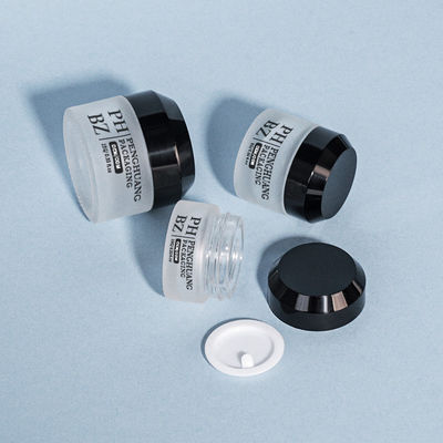 Vasetto per crema in vetro smerigliato da 5-100 g, trasparente, con spalla obliqua e coperchio