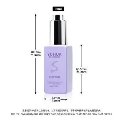 Flaconi contagocce quadrati per siero con serigrafia/stampa a caldo/etichettatura in verde trasparente, blu o bianco