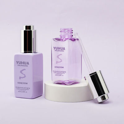 Flaconi contagocce quadrati per siero con serigrafia/stampa a caldo/etichettatura in verde trasparente, blu o bianco