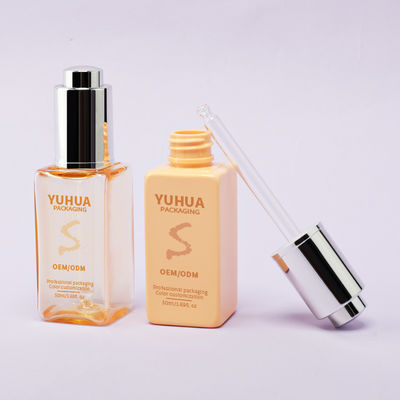 Flaconi contagocce quadrati per siero con serigrafia/stampa a caldo/etichettatura in verde trasparente, blu o bianco