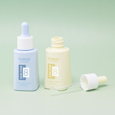 Logo personalizzato Bottiglia per gocciolante di siero PET quadrato da 50 ml con tappo di gomma