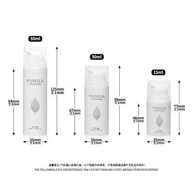 Customized Eco-Friendly 15ml 30ml 50ml Refillable PP Airless Pump Bottle for Face Cream and Sunscreen Lotion Packaging