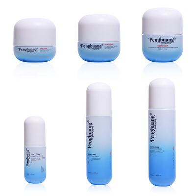 Set di packaging cosmetico in vetro con finitura superficiale serigrafica personalizzabile con logo e colore