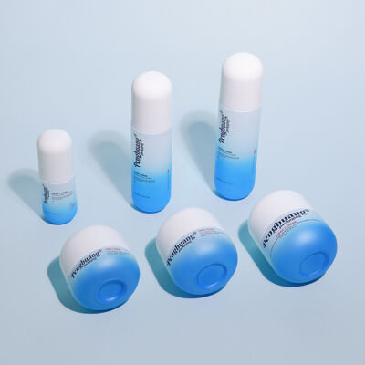 Set di packaging cosmetico in vetro con finitura superficiale serigrafica personalizzabile con logo e colore