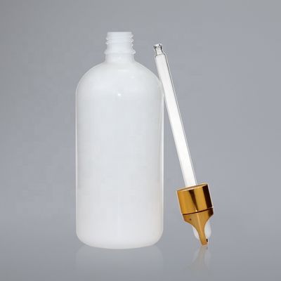 Bottiglia bianca di vetro del contagoccia dell'olio del giro 200ml con il cappuccio di vetro del contagoccia