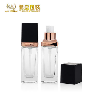 Chiara bottiglia vuota glassata d'imballaggio cosmetica su ordinazione della bottiglia di vetro F143-Foundation del fondamento del quadrato 30ml
