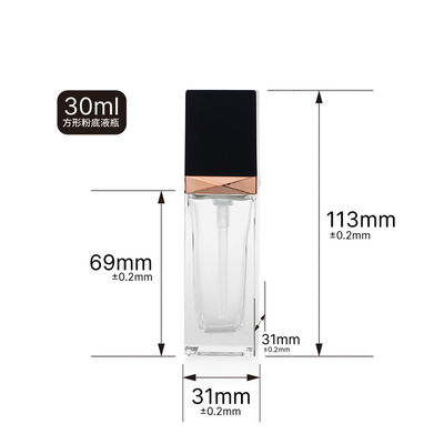 Chiara bottiglia vuota glassata d'imballaggio cosmetica su ordinazione della bottiglia di vetro F143-Foundation del fondamento del quadrato 30ml