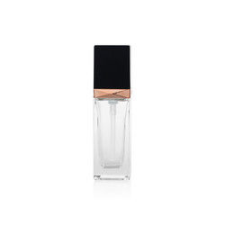Chiara bottiglia vuota glassata d'imballaggio cosmetica su ordinazione della bottiglia di vetro F143-Foundation del fondamento del quadrato 30ml