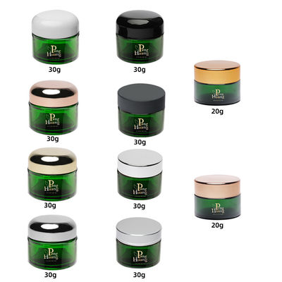 il cosmetico di vetro verde di 20g 30g stona il giro diritto con il coperchio a vite