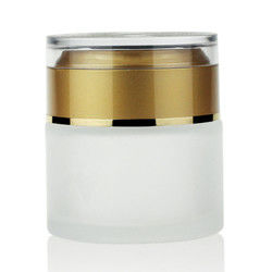Alto barattolo bianco della crema di vetro glassato 50g con il coperchio acrilico di lusso dell'oro
