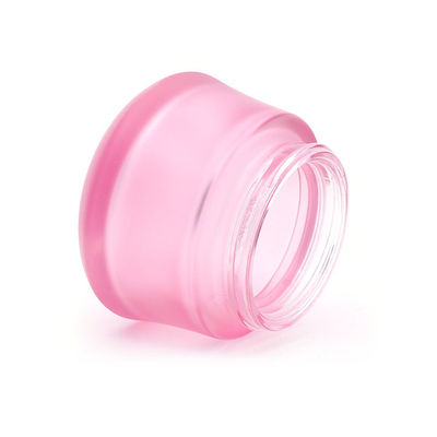 Il rosa di lusso 50ml screma i barattoli di vetro intorno a gelo con il cappuccio di plastica