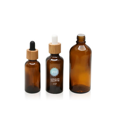 Cura personale Amber Oil Dropper Glass Bottle di bambù