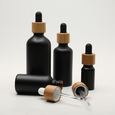 Bottiglia nera di bambù rotonda del contagoccia dell'olio essenziale 5ml