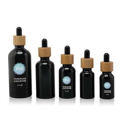 Bottiglia nera di bambù rotonda del contagoccia dell'olio essenziale 5ml