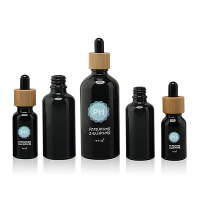Bottiglia nera di bambù rotonda del contagoccia dell'olio essenziale 5ml