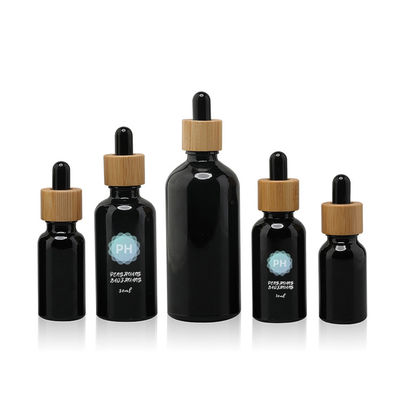 Bottiglia nera di bambù rotonda del contagoccia dell'olio essenziale 5ml