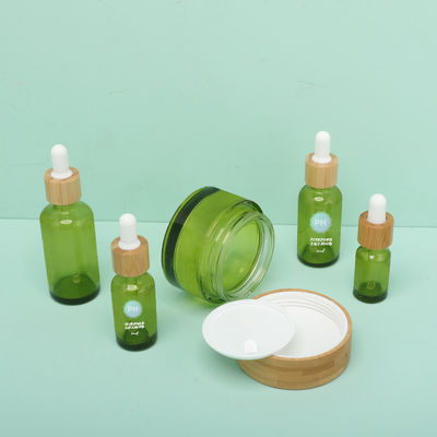 Alluminio di bambù verde della bottiglia del contagoccia dell'olio essenziale e collare di plastica