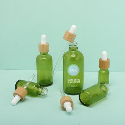 Alluminio di bambù verde della bottiglia del contagoccia dell'olio essenziale e collare di plastica