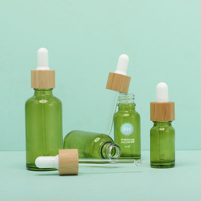 Alluminio di bambù verde della bottiglia del contagoccia dell'olio essenziale e collare di plastica