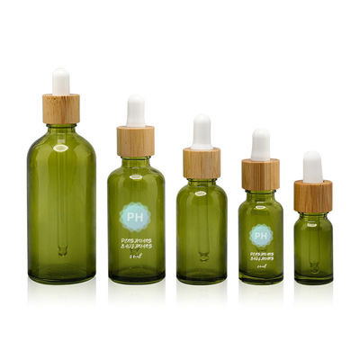 Alluminio di bambù verde della bottiglia del contagoccia dell'olio essenziale e collare di plastica