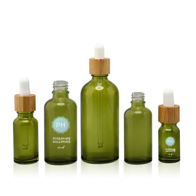 Alluminio di bambù verde della bottiglia del contagoccia dell'olio essenziale e collare di plastica