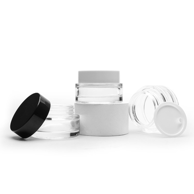 Barattolo rotondo bianco nero 50g d'imballaggio cosmetico 30g della crema del vetro trasparente del barattolo della crema di fronte